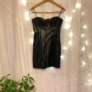 Zip up Vegan Leather Dress sz S